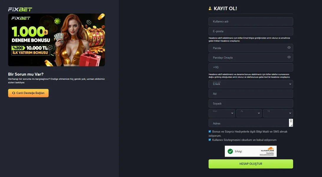 Fixbet'te Hesap Açma ve Doğrulama Süreci